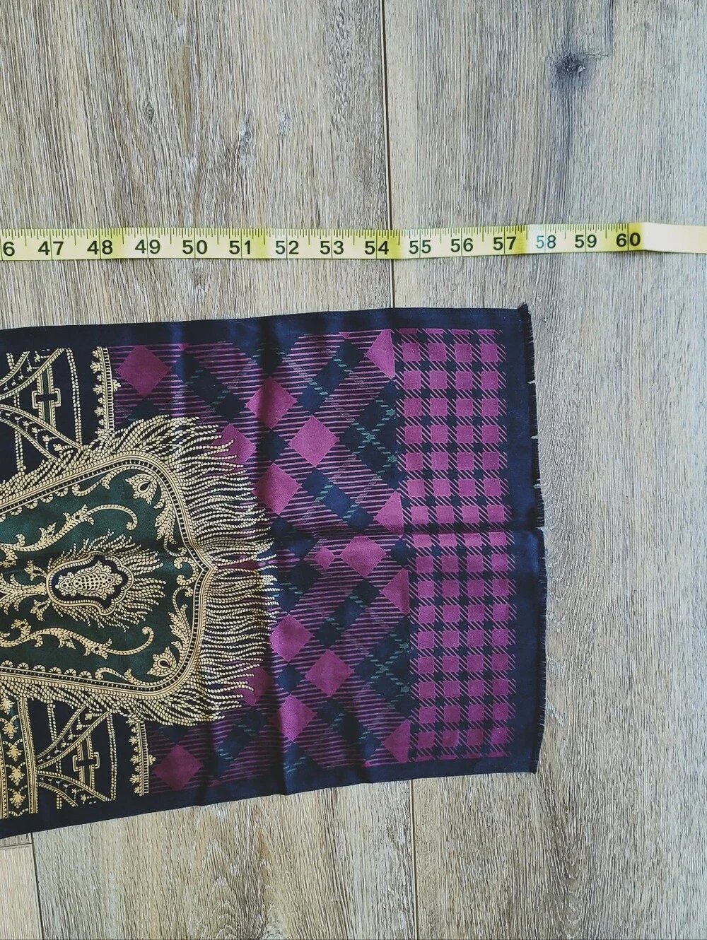 Vintage Talbots Japanese Silk Stole Scarf Scottish Fringe Style Check 90s